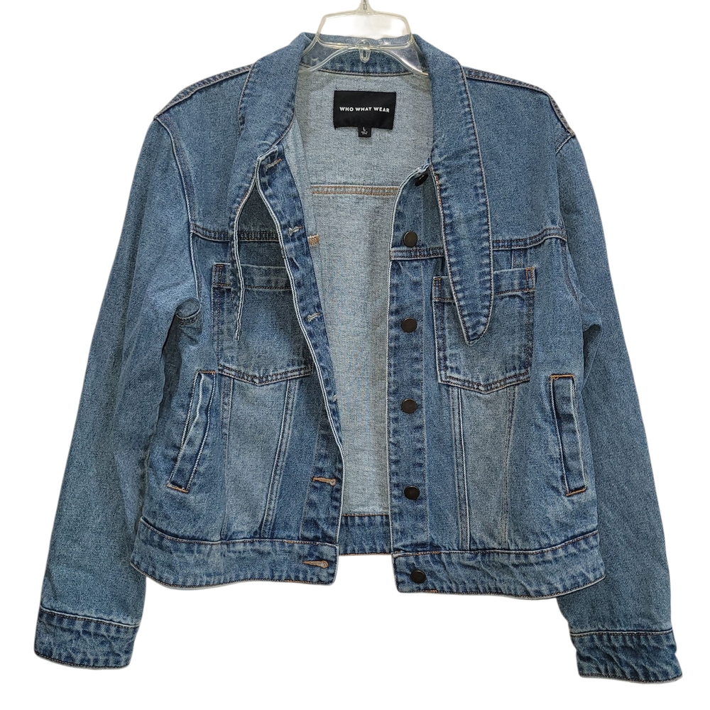 Large WHo WHAT WEAR Blue Jean Jacket Timeless Denim Essential